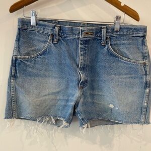 VINTAGE WRANGLER RUSTLER Men's Ripped Jean Shorts